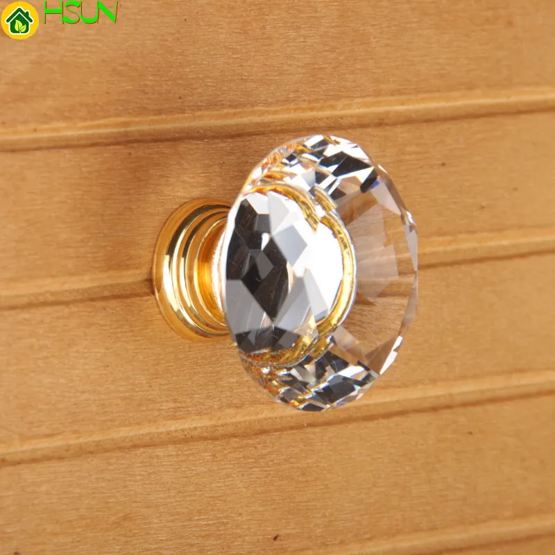 Furniture Hardware Gold - Maniglie per Mobili in Cristallo Dorato,