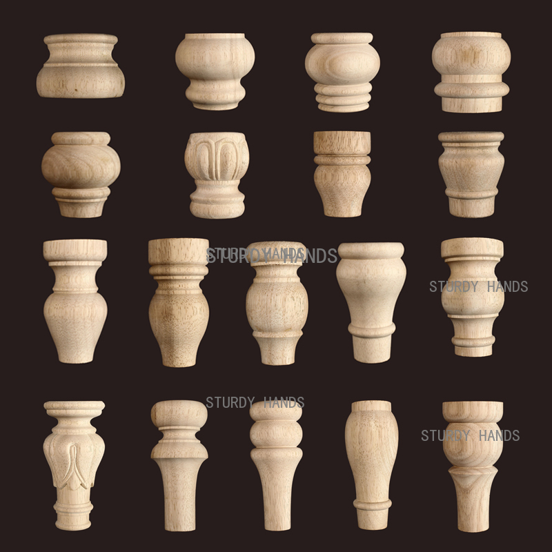 Furniture Hardware Replacement - 1 pz. Gambe Rotonde in Legno