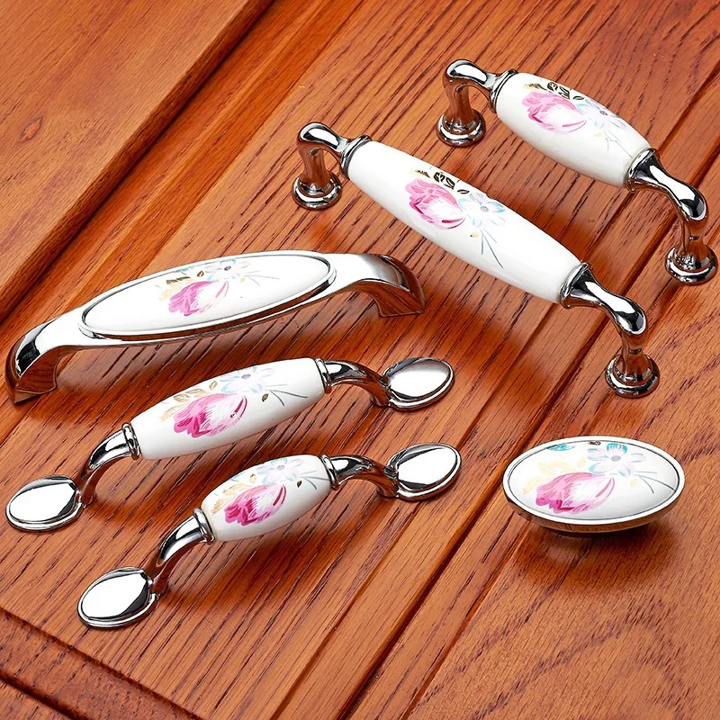Vintage Furniture Hardware Pulls - Maniglia per porta in ceramica Tulipano